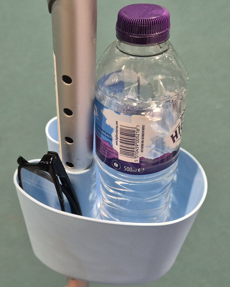 water bottle in koala caddy mobility aid